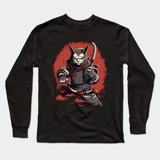 ninja cat Long Sleeve T-Shirt by Space wolrd